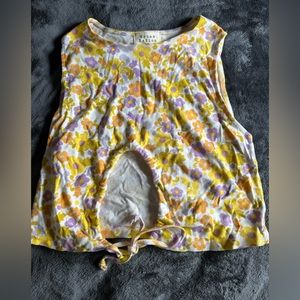 Colorful floral tank top with front tie
